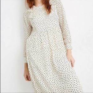NWT Madewell Ruffle Midi Dress Inkbrush Dots